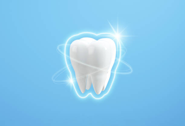 Computer image of a tooth being surrounded by a clear, protective barrier.